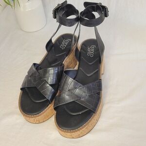 Franco Sarto Womens‎ 10M Black Chunky Platform Sandals Retro Boho y2k Vacation